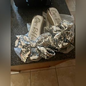 Cape Robbin platform silver sandal